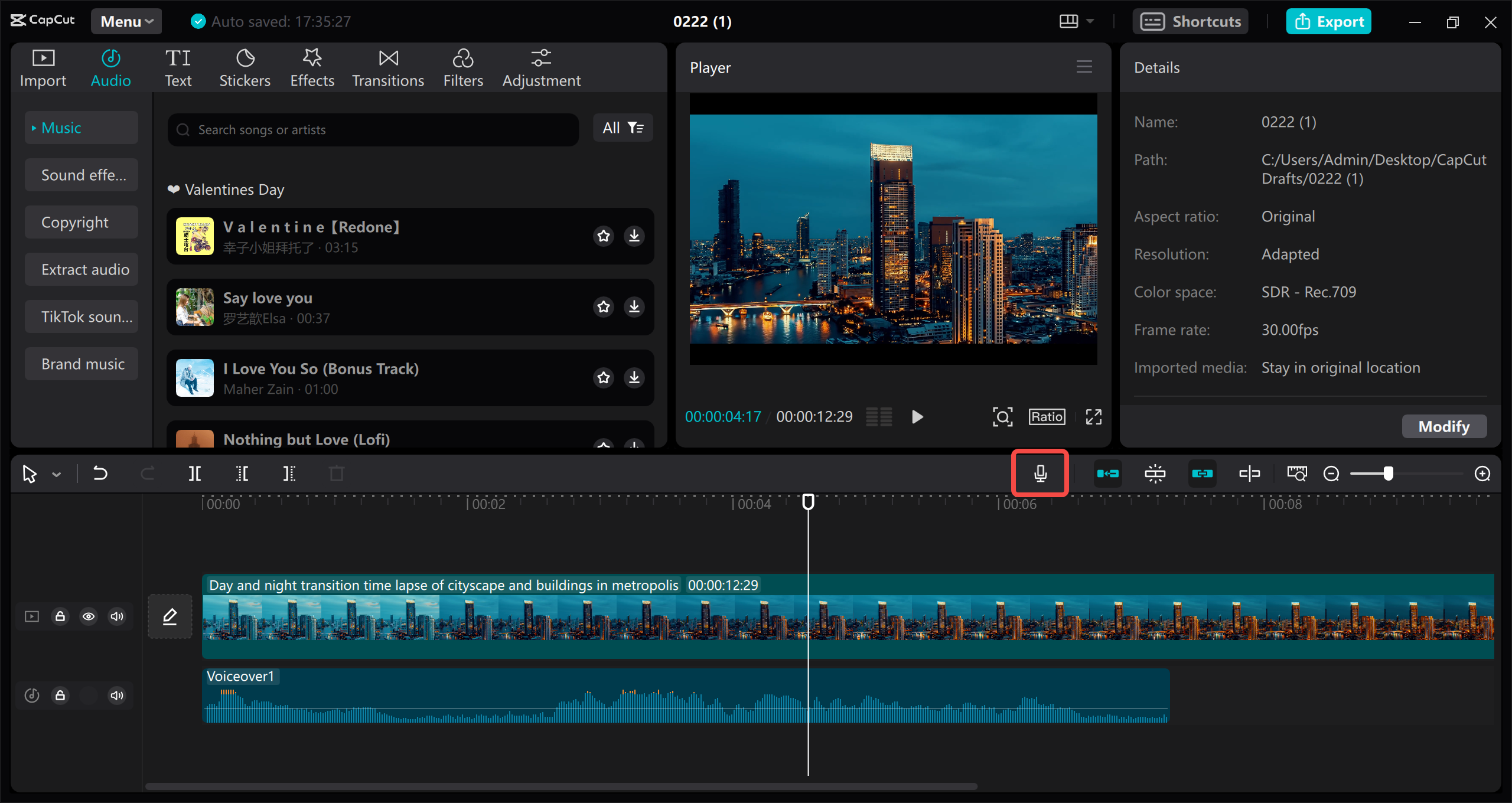 Record audio