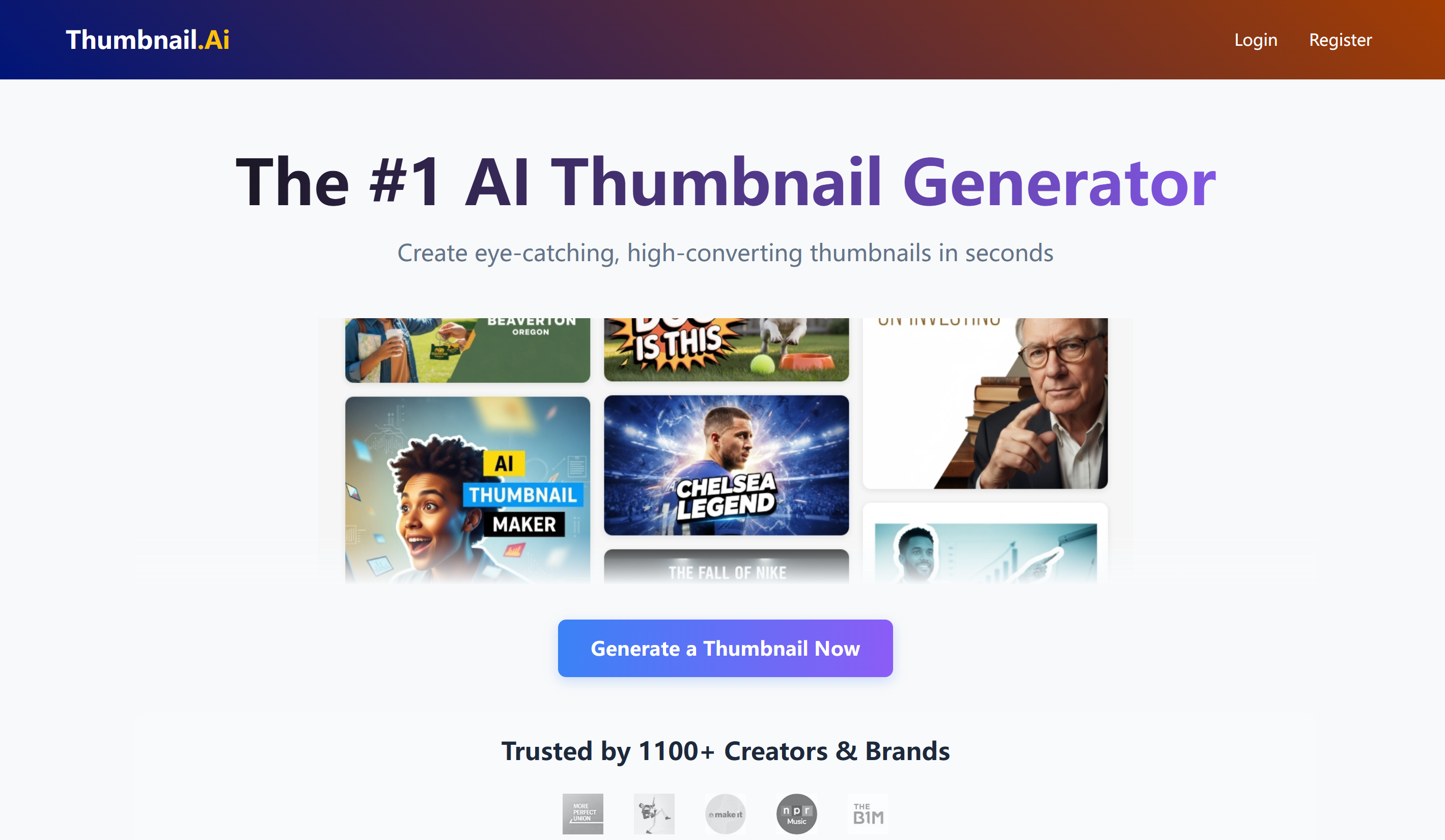 Interface of Thumbnail AI - an efficient AI thumbnail creator