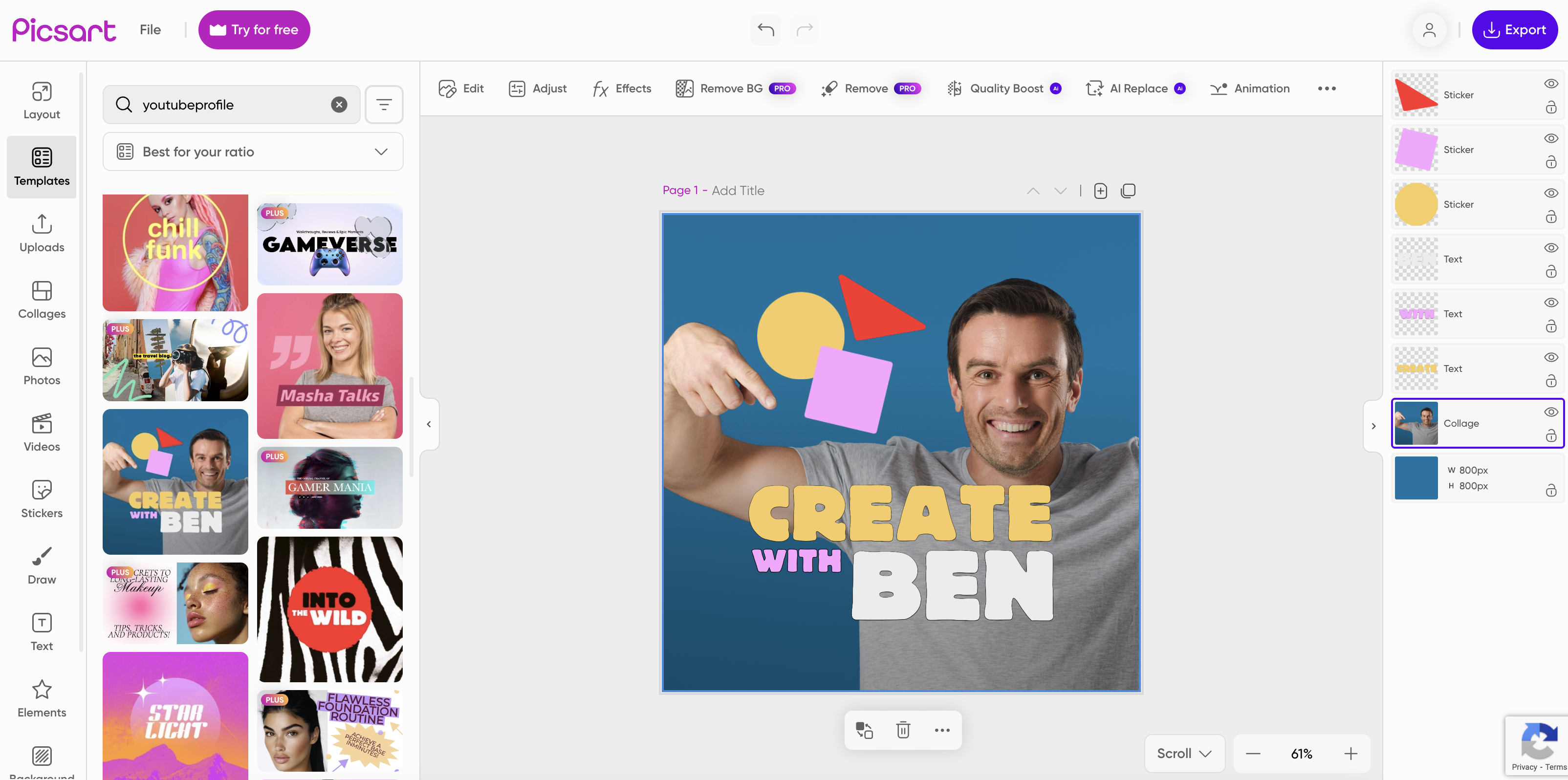 PicsArt YouTube profile pic maker