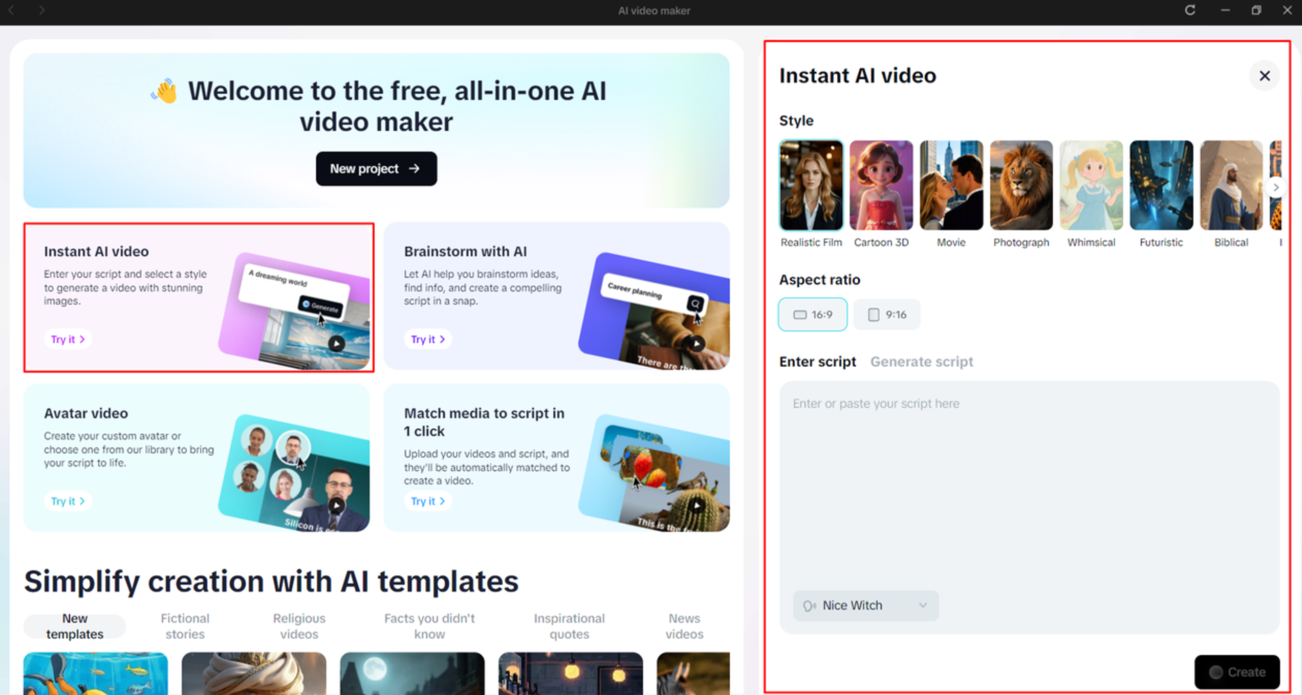 Öffnen des AI Video Makers im CapCut Desktop Video Editor