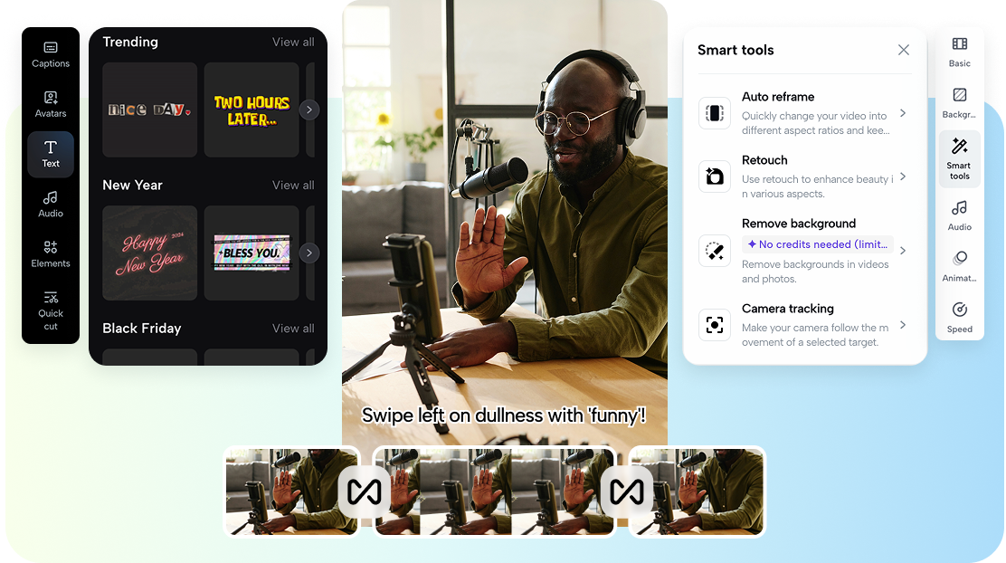 Powerful editing tools to compile videos online 