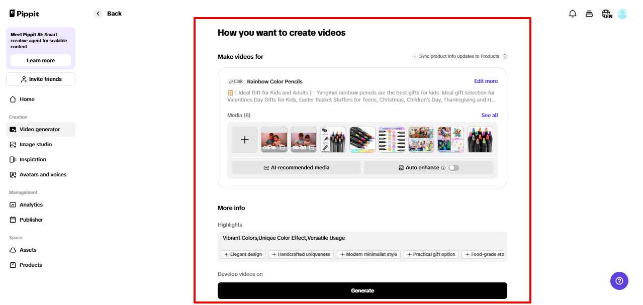 Pippit video generator