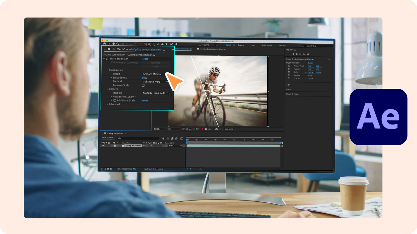 Az After Effects stabilizálja a felvételeket
