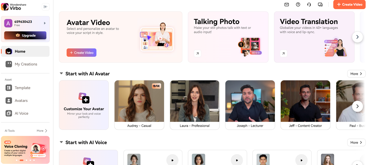Wondershare Virbo interface