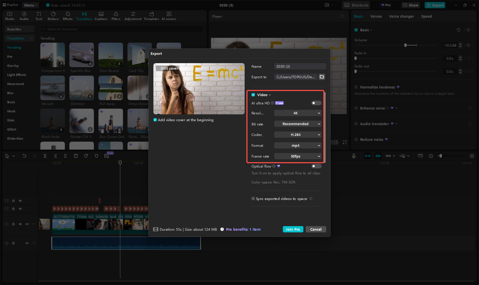 Export the video