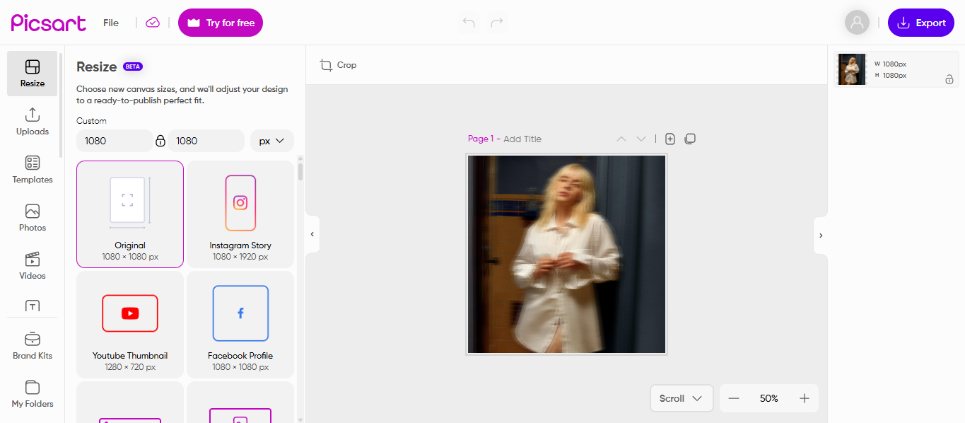 Picsart's interface