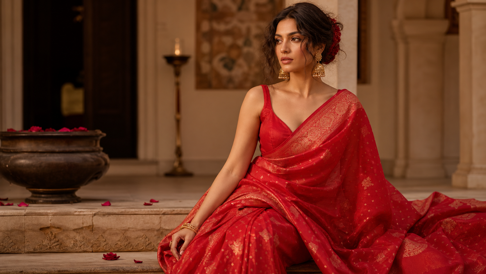 Red Saree Prompts repräsentatives Bild
