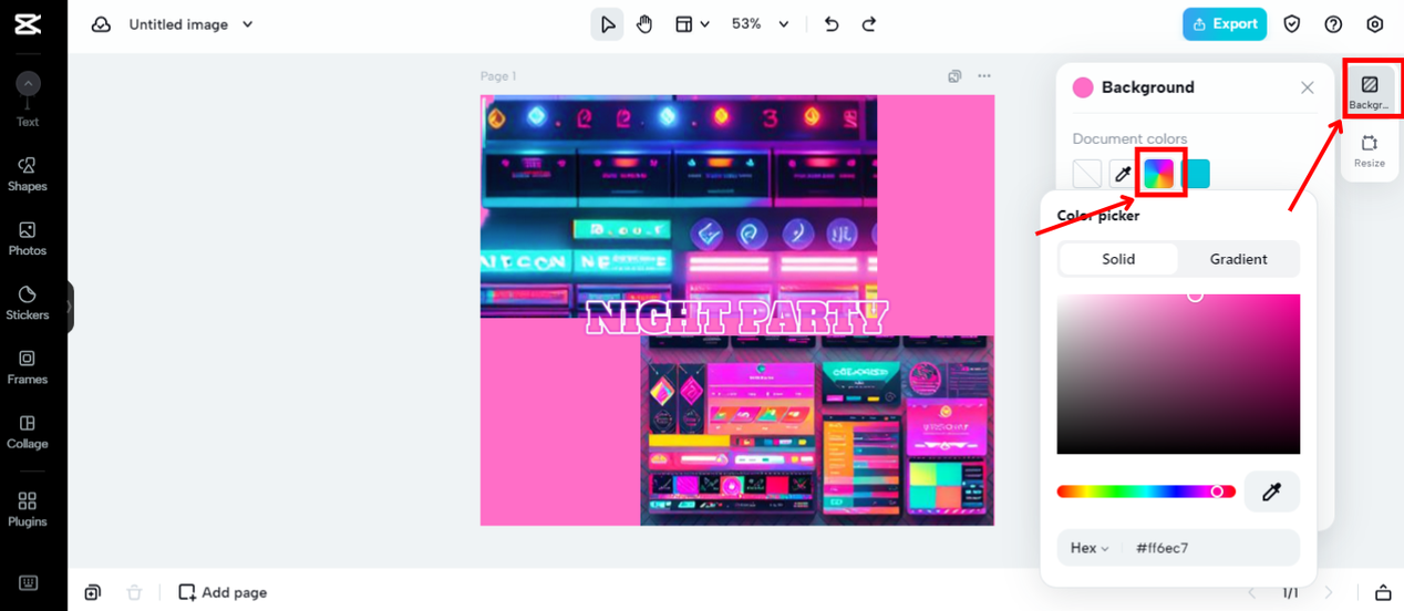 Enter HEX code to select custom neon color
