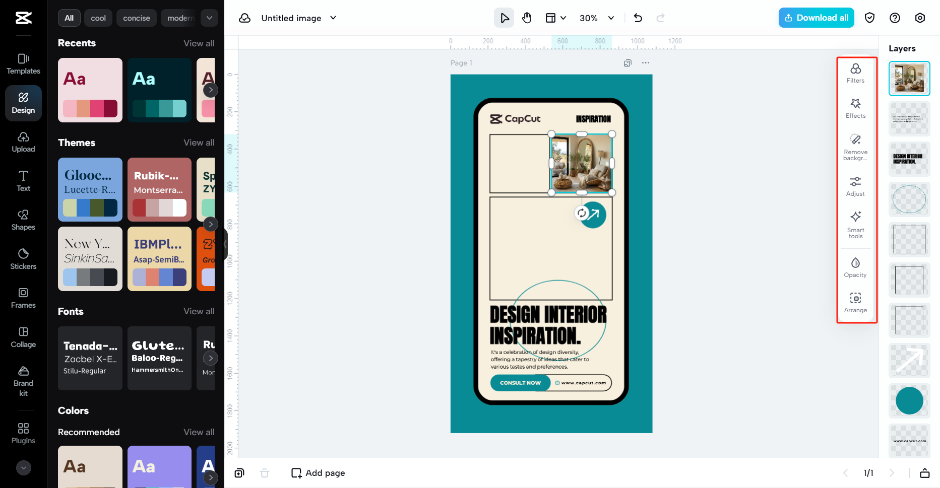 Edit your inspiration board with filters, effects, etc.