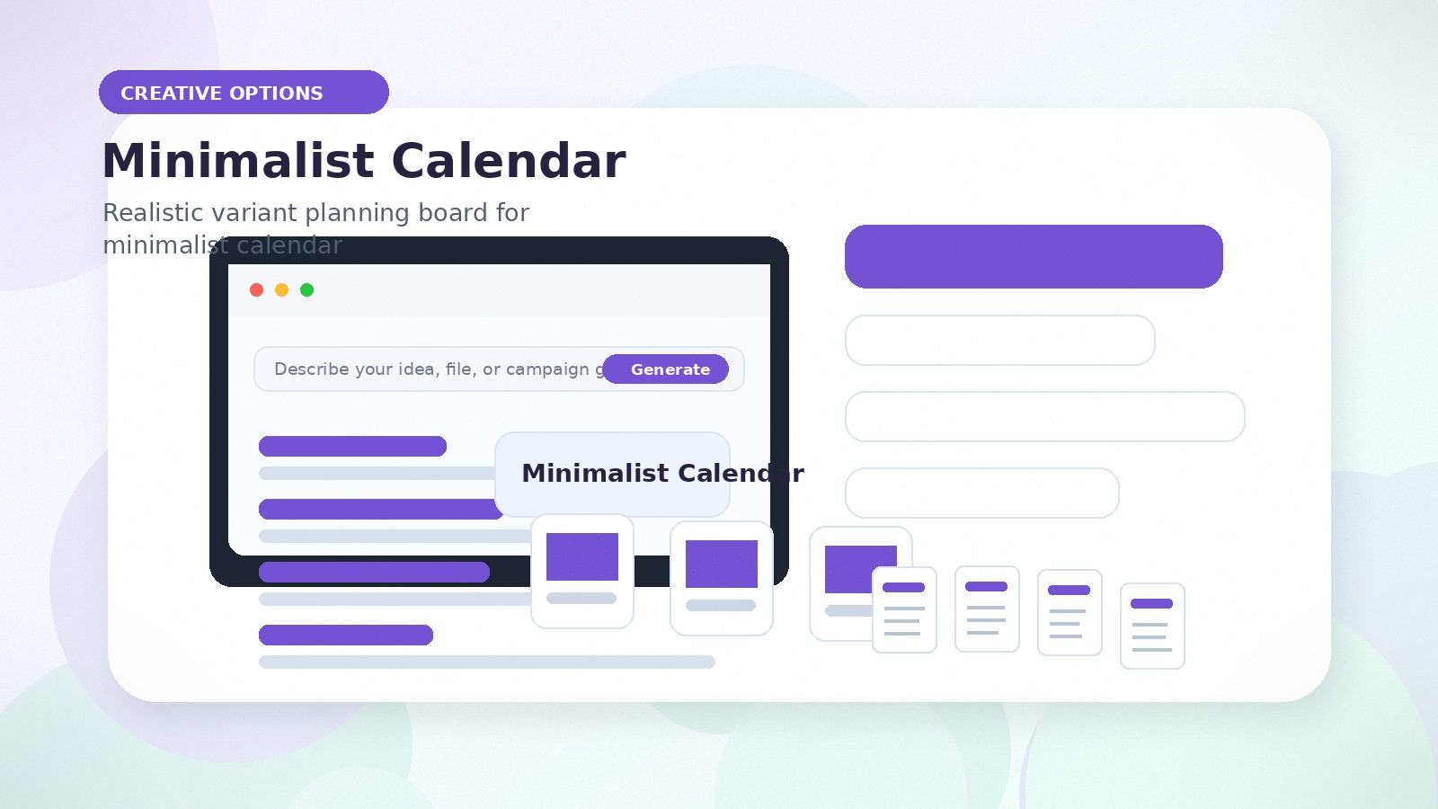 Minimalist Calendar realistic creative options visual for minimalist calendar