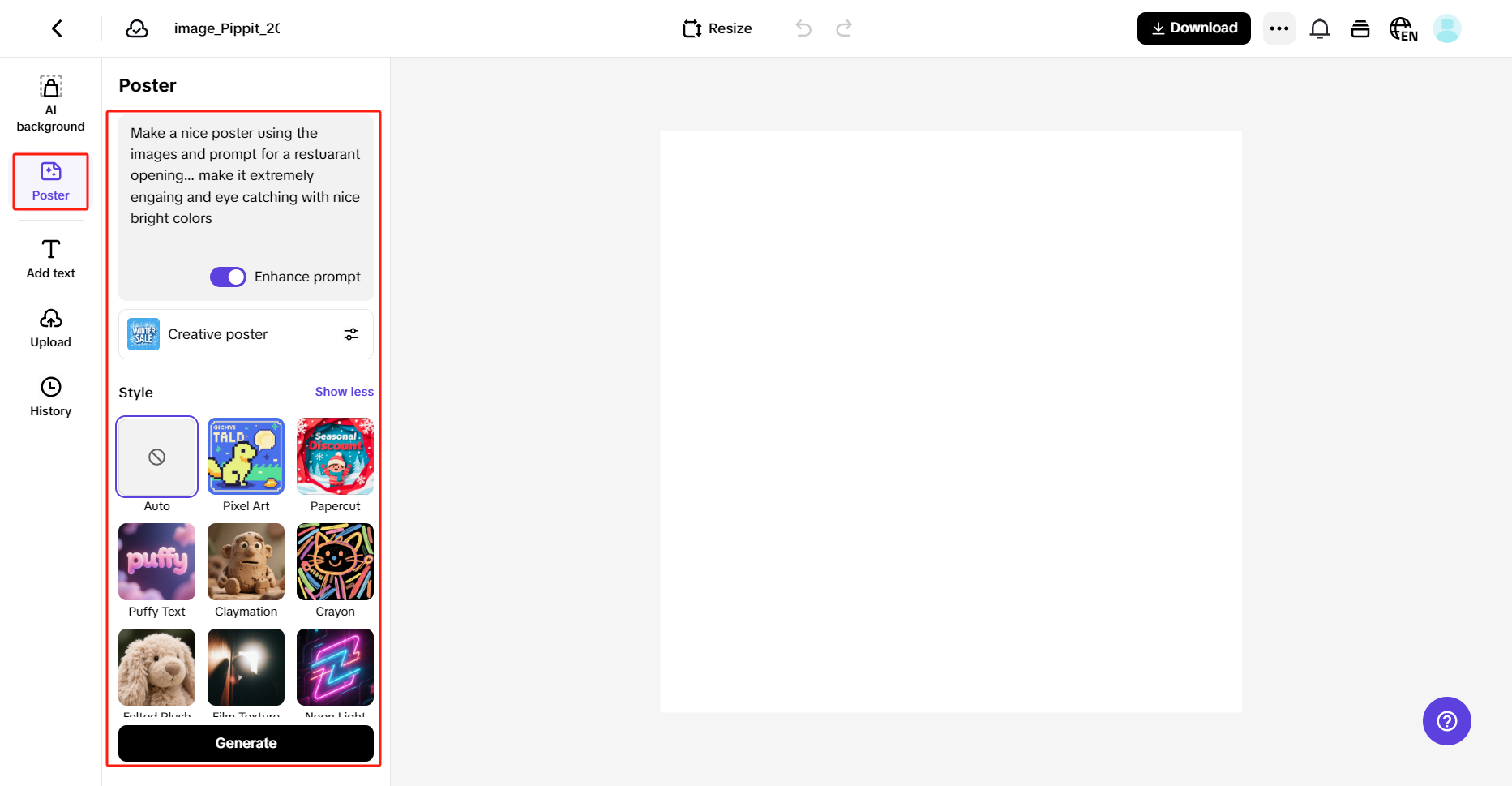 Pick an aspect ratio and upload your visuals