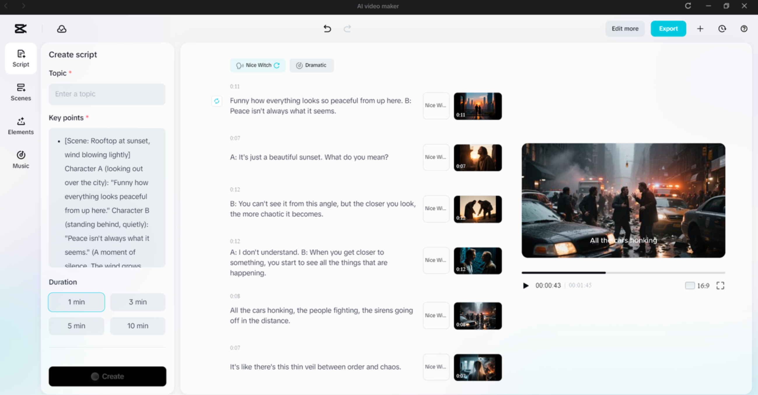 Interface of the CapCut AI video maker - a free AI video generator with no sign up