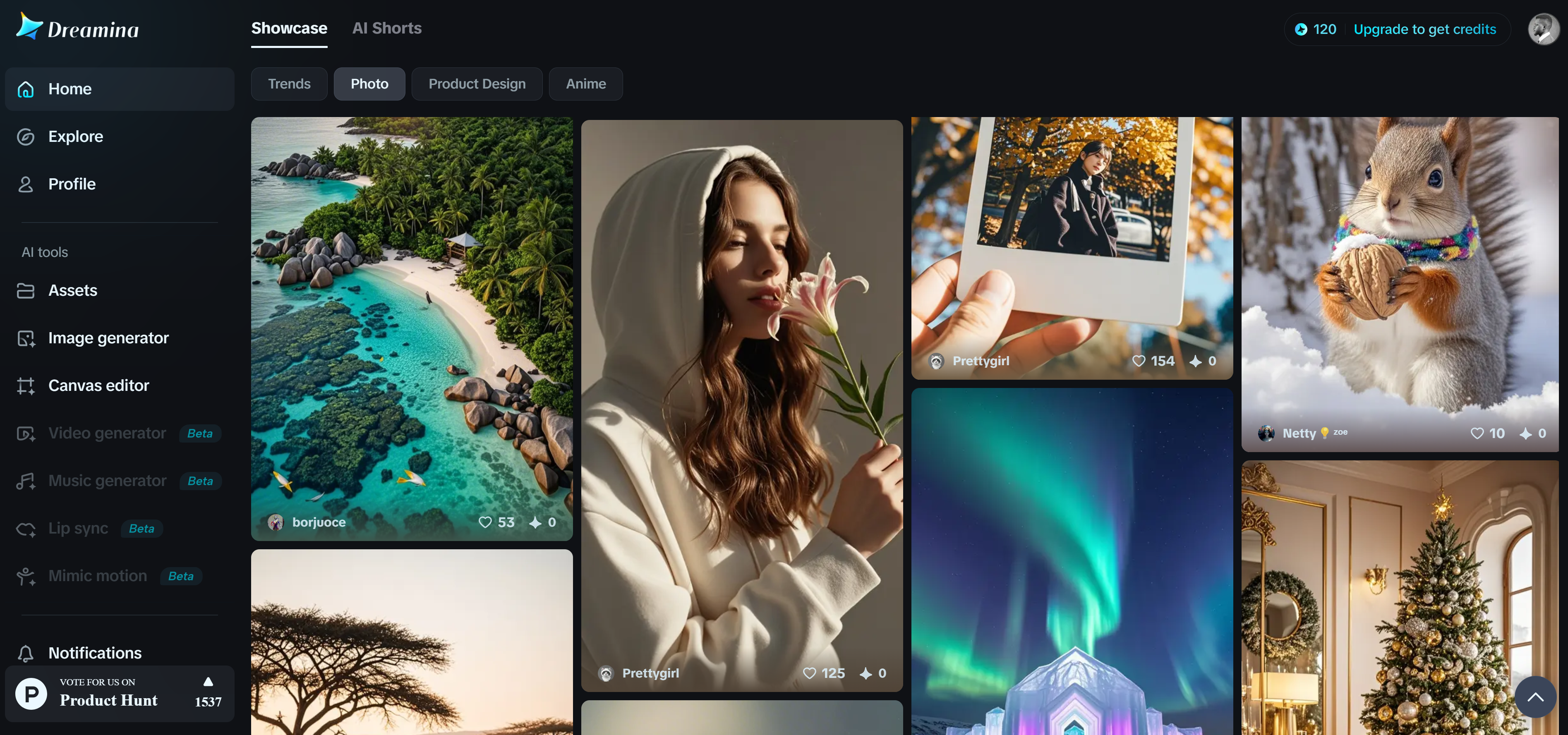 Página de inicio de Dreamina