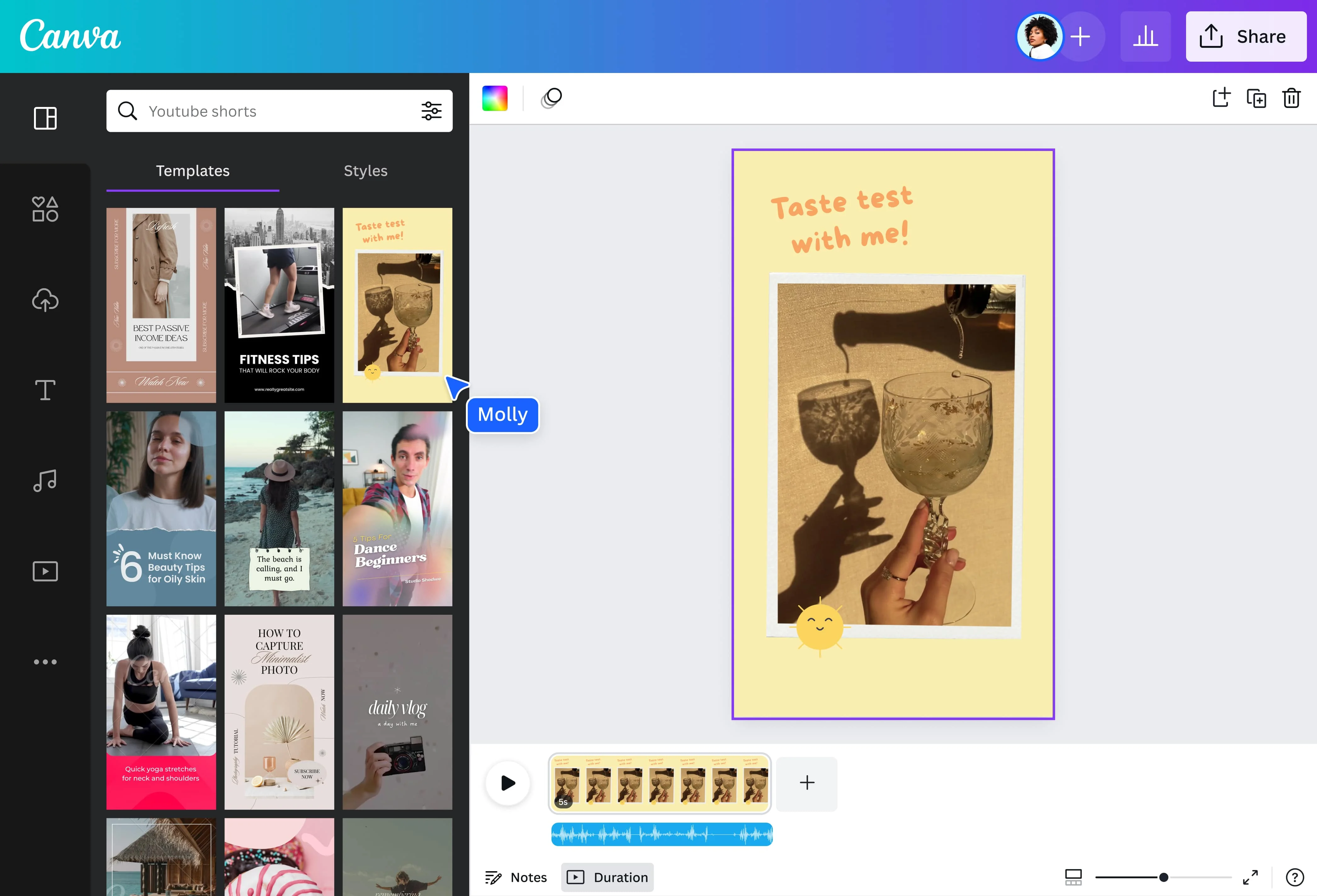 Uploading and editing a YouTube Short with Canva