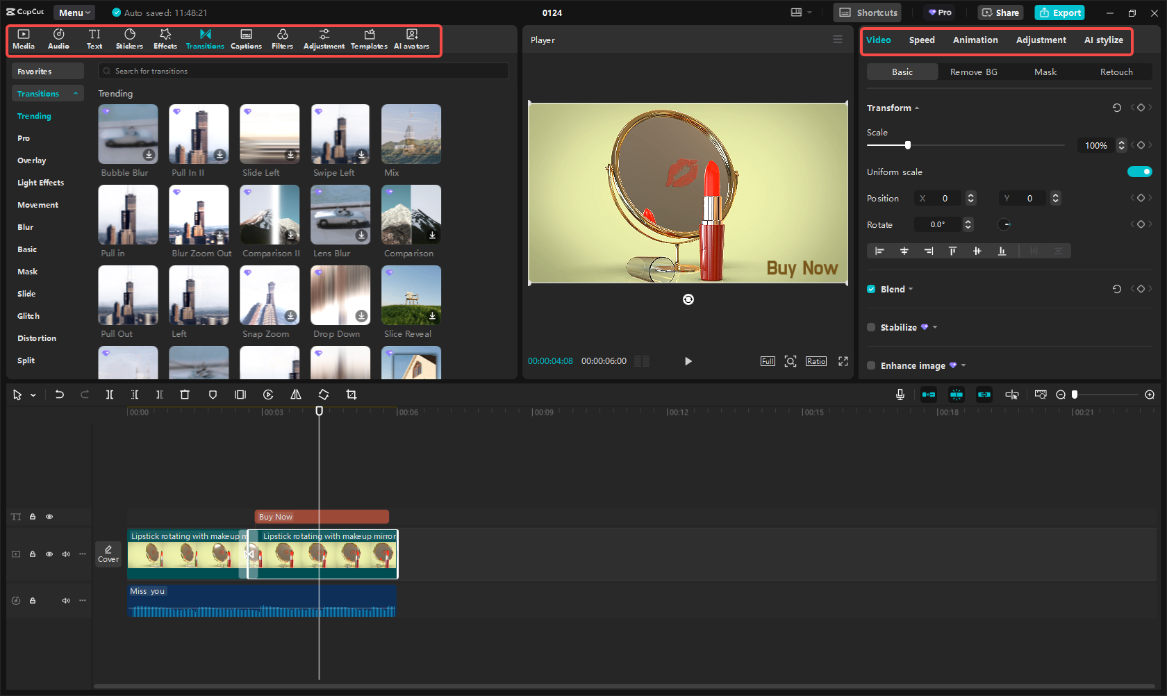 De bumperadvertentievideo bewerken in CapCut