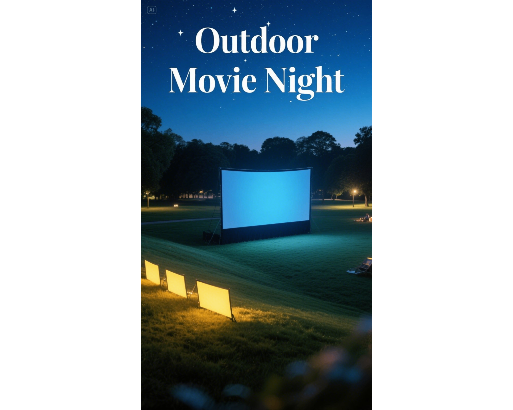 戶外電影夜間傳單