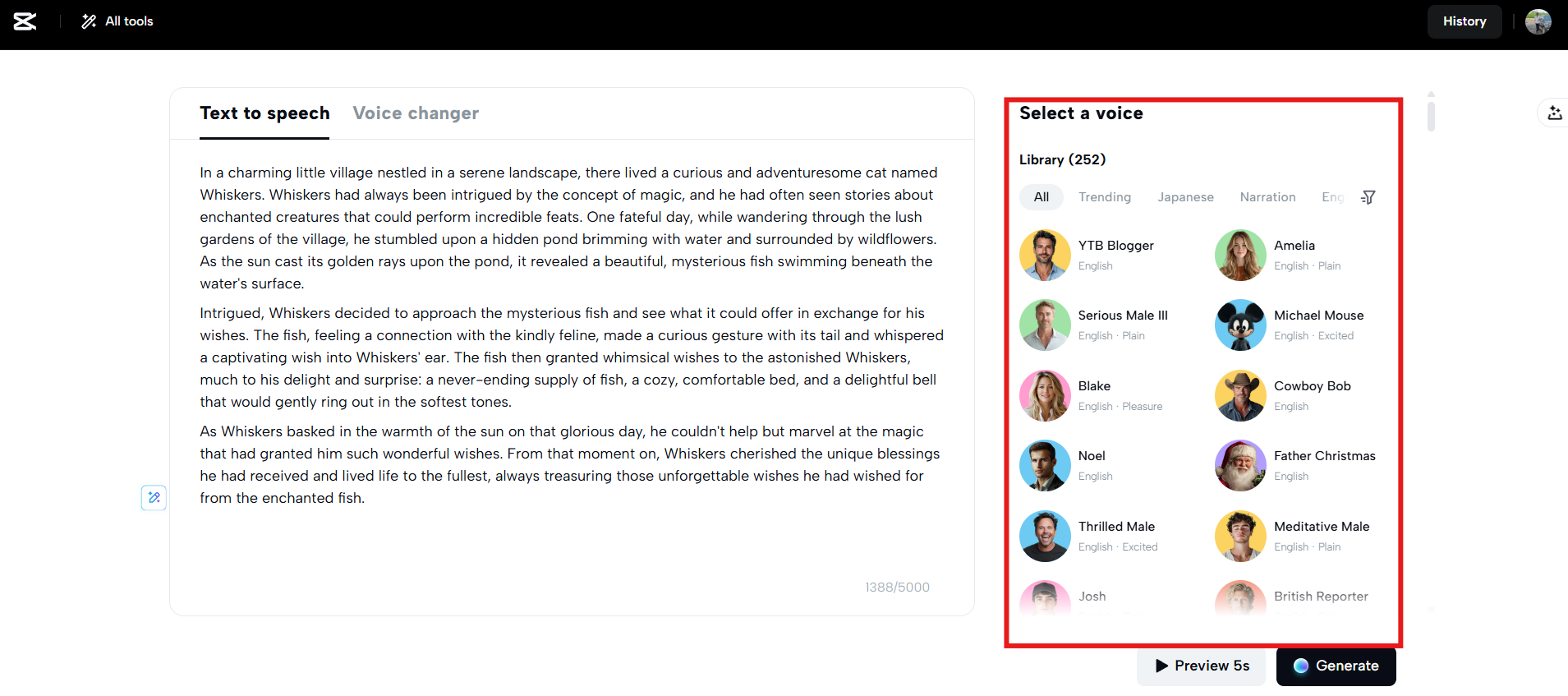 Wide range of voices