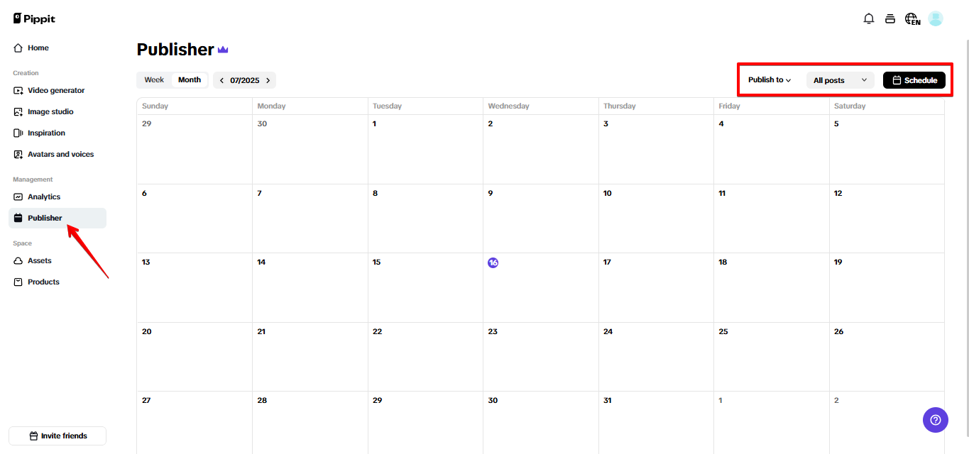 Publicador automático do Pippit