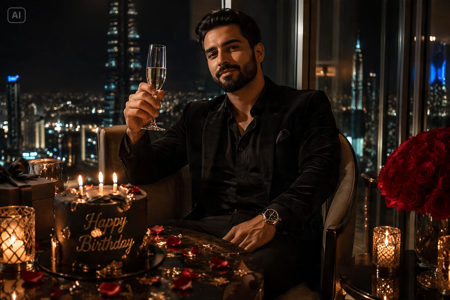 Man’s Stylish Birthday Celebration Prompt