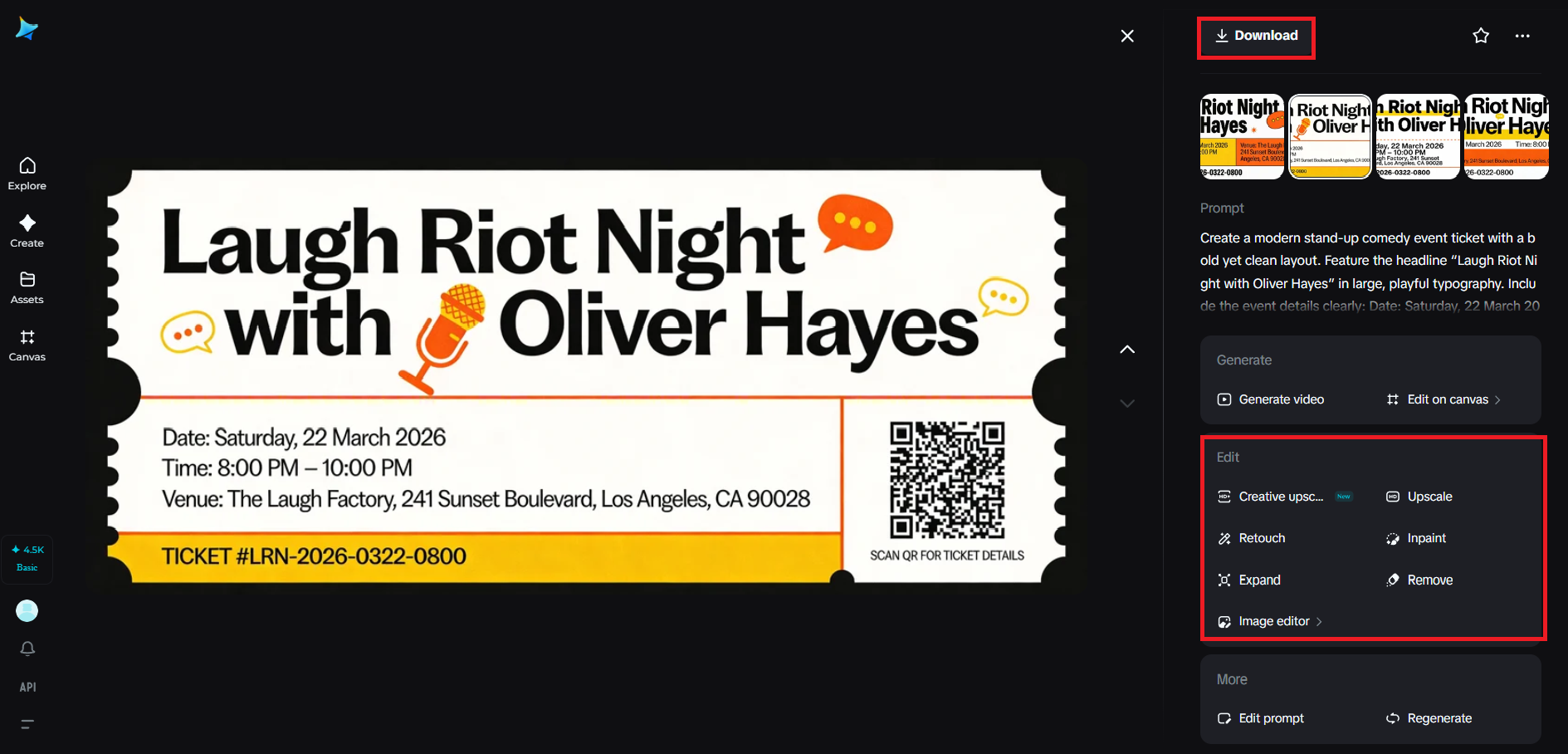 Review, refine, and download your ticket