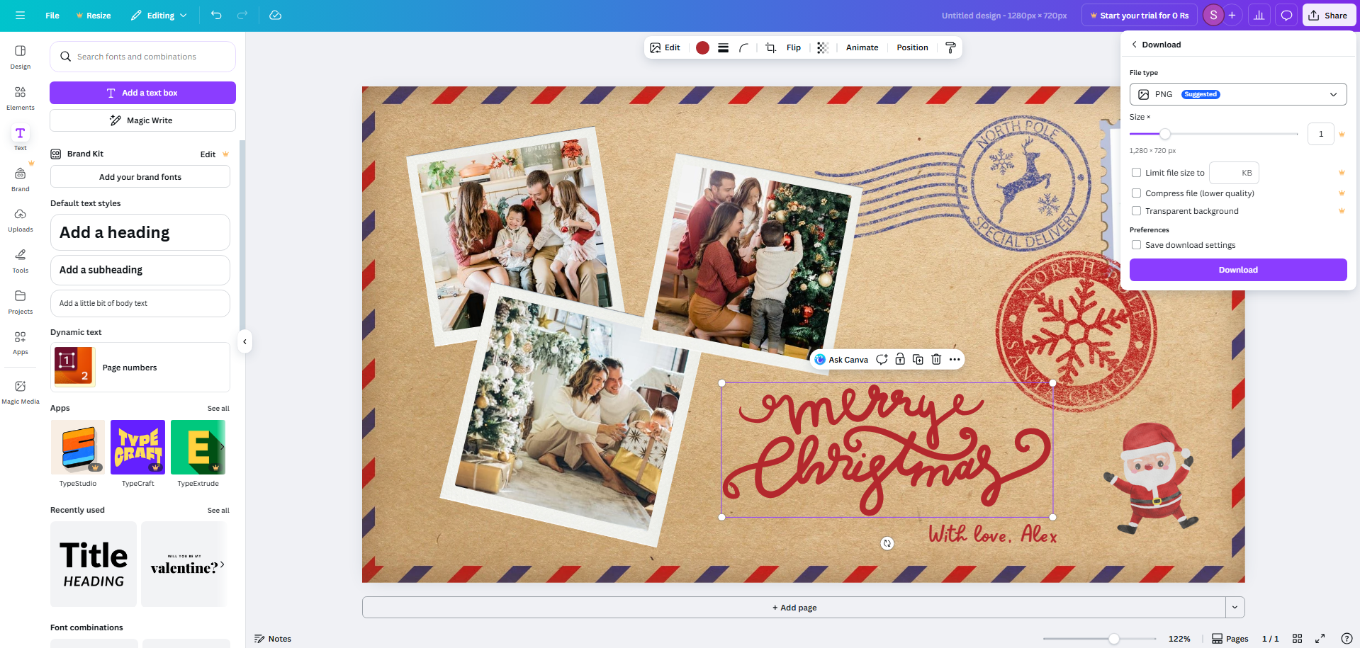 Export and download the photo collage