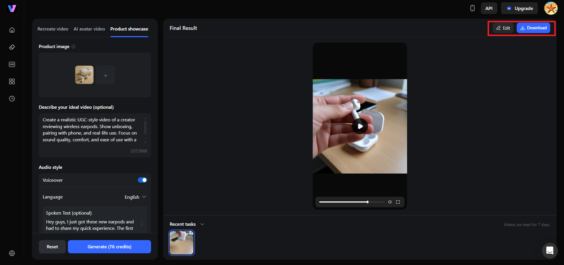Download and edit your video