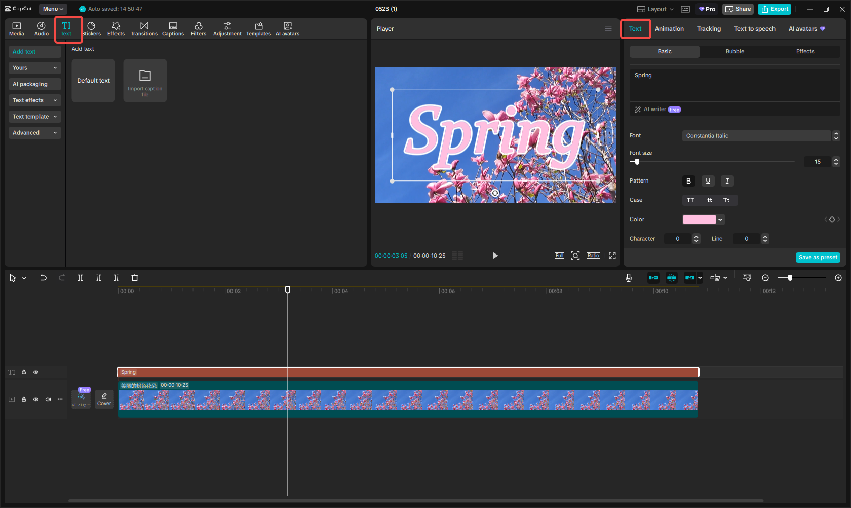 Importing your video and text in CapCut