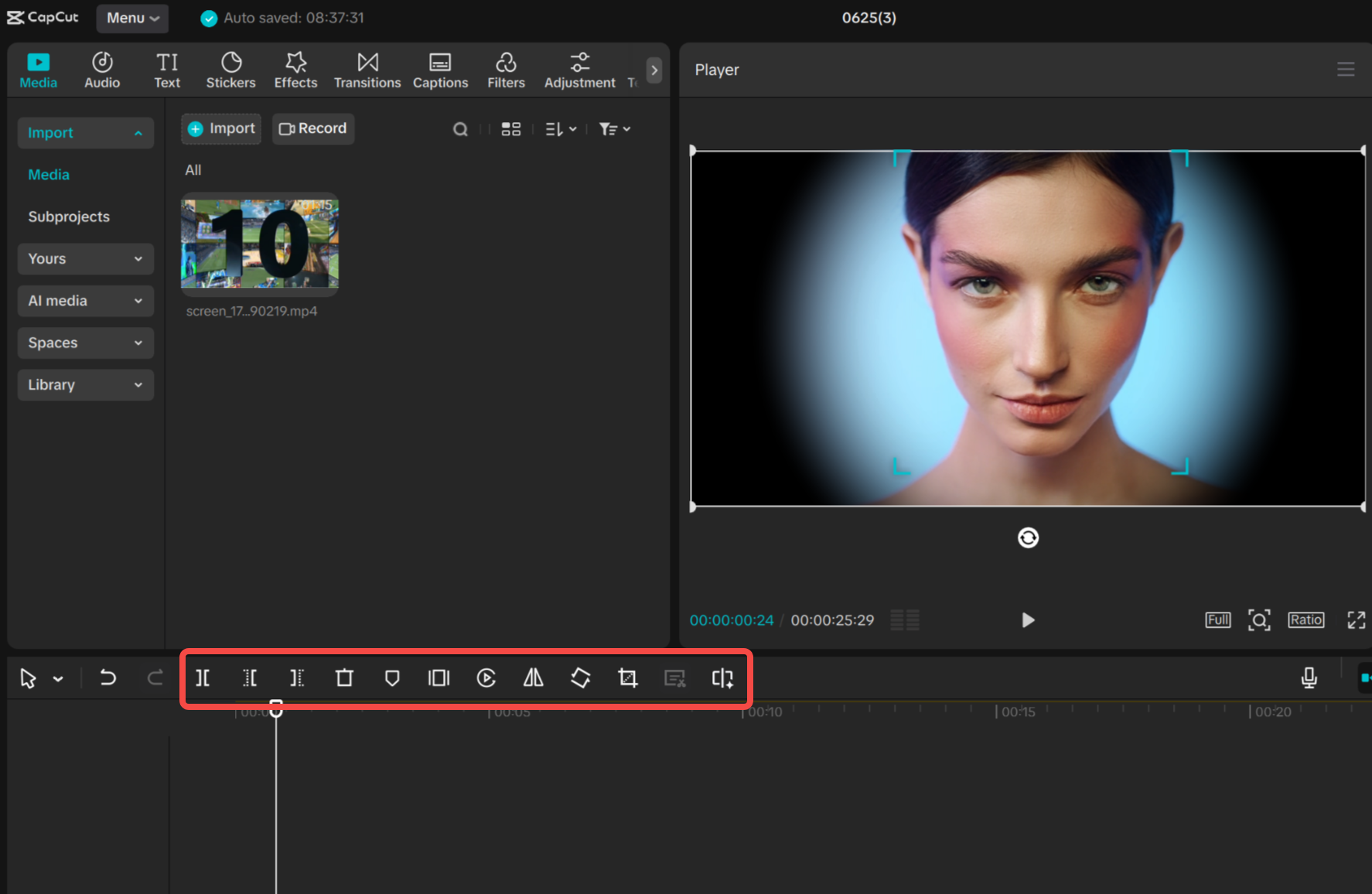 Arrange clips on the timeline