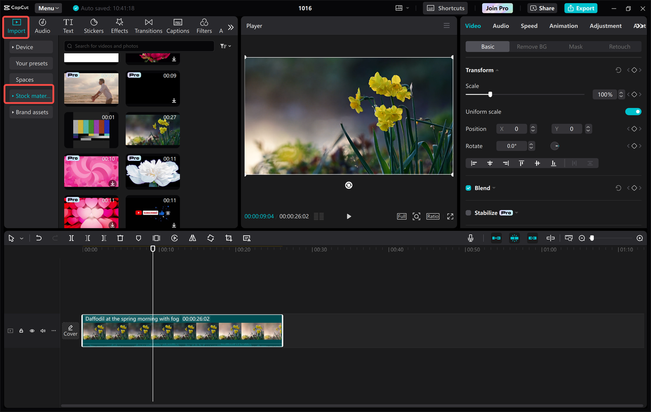 CapCut tips for beginners: Use stock videos