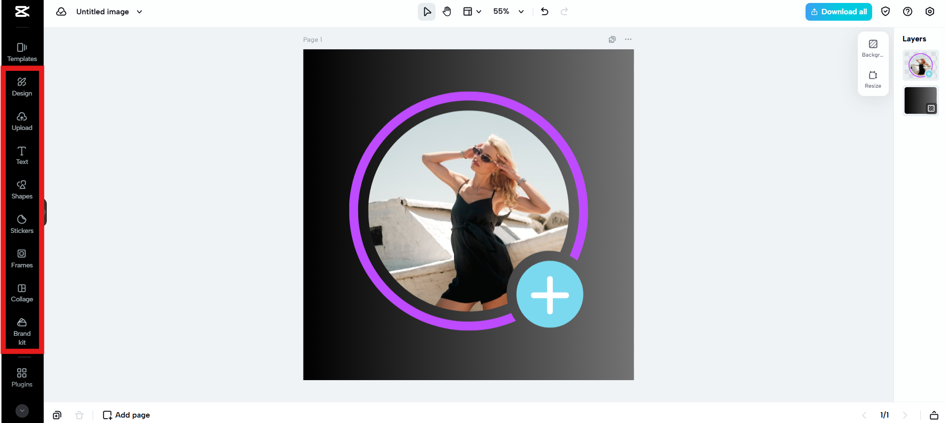 Choose frames and edit with text and stickers