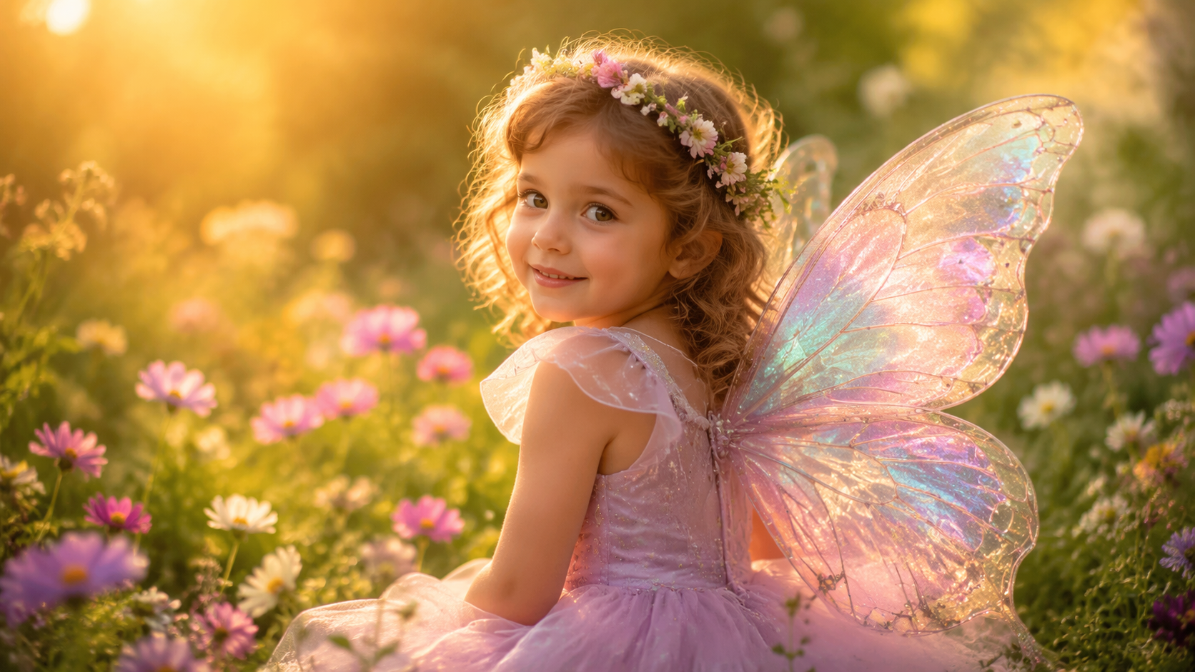 Dreamina add fairy wings to photo prompt example 1: Translucent Fairy Wings