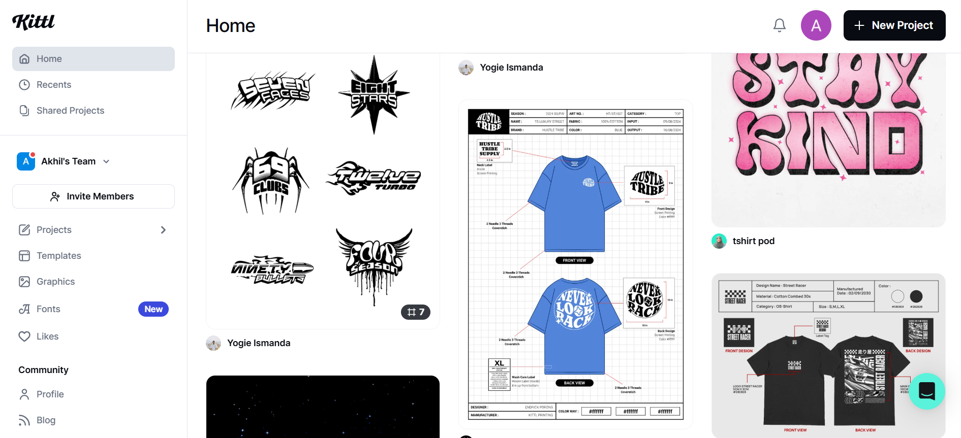 Kittl AI shirt design interface