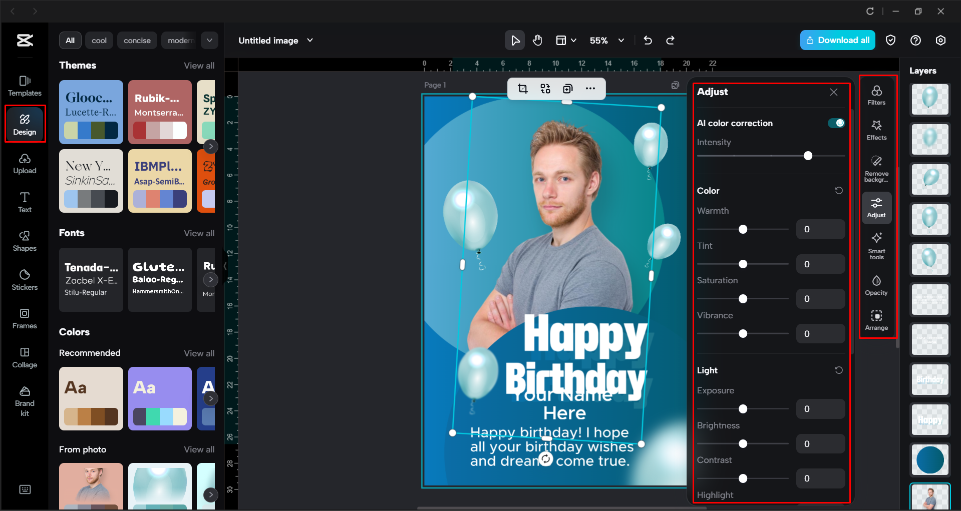 Редактирование и тонкая настройка шаблона в настольном видеоредакторе CapCut