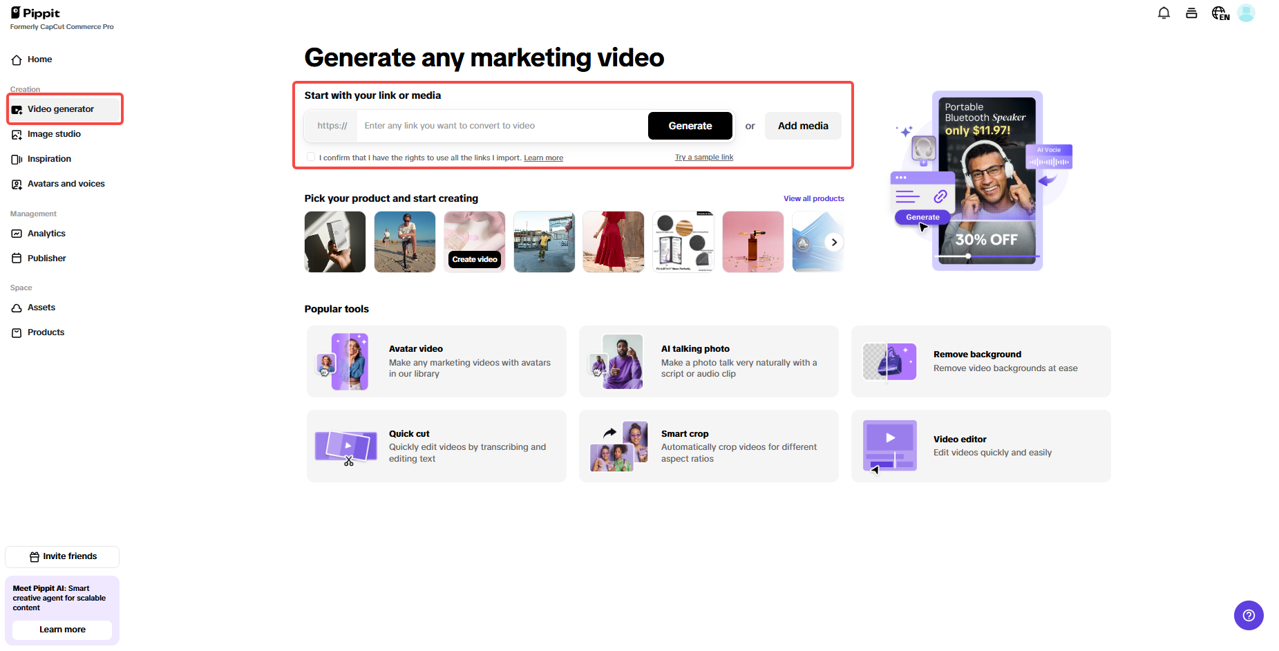 Upload product links and media