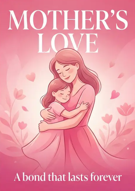 Bright pink mother and child poster