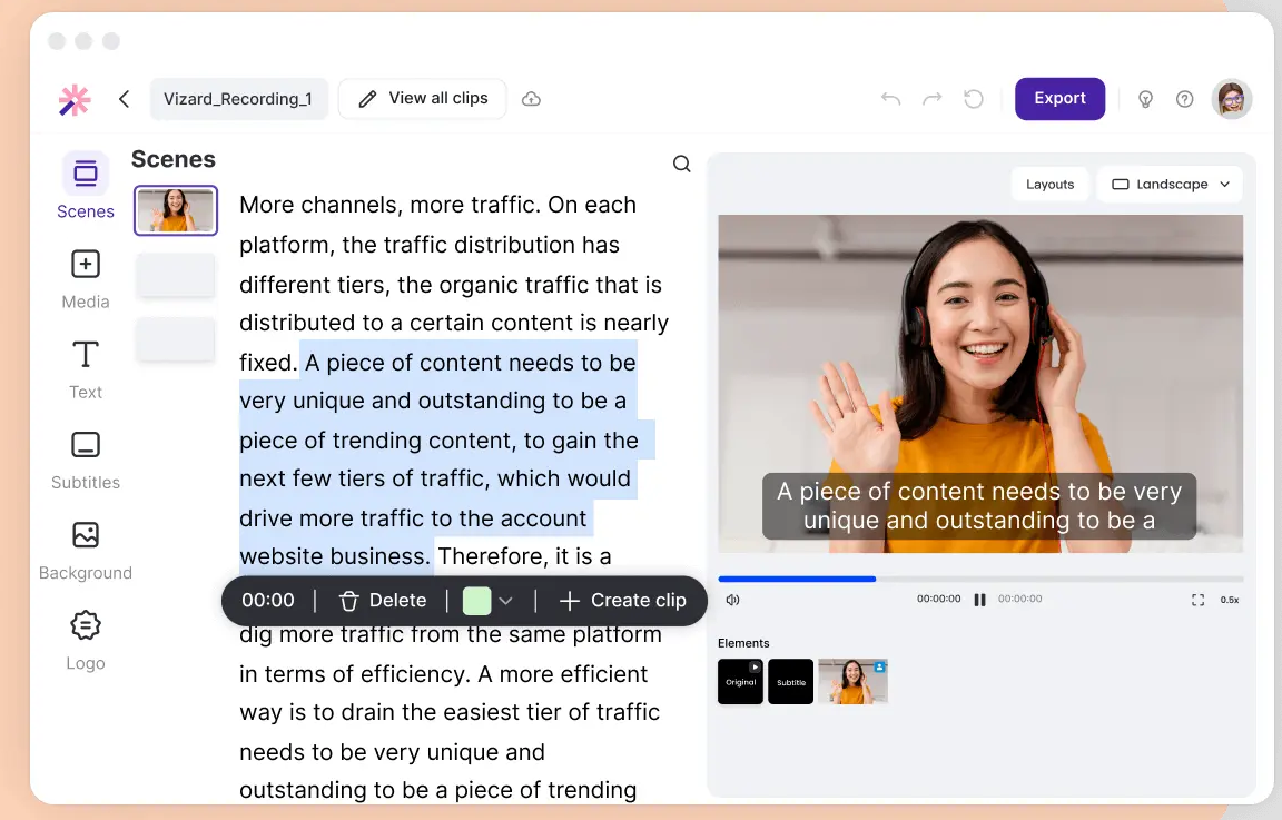 Vizard.AI video editor