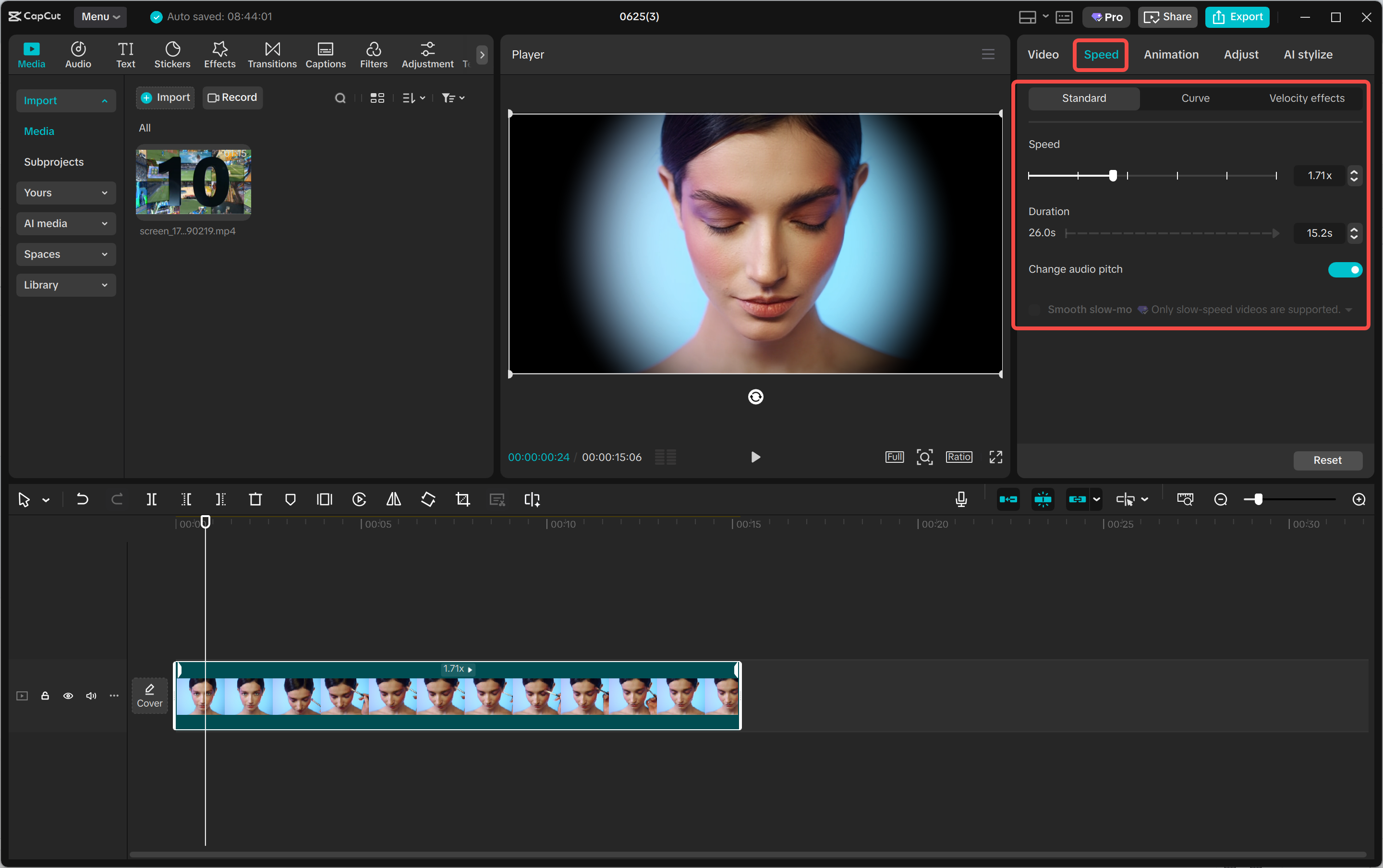 CapCut mobile Text-to-Speech feature screen for AI voiceover generation.