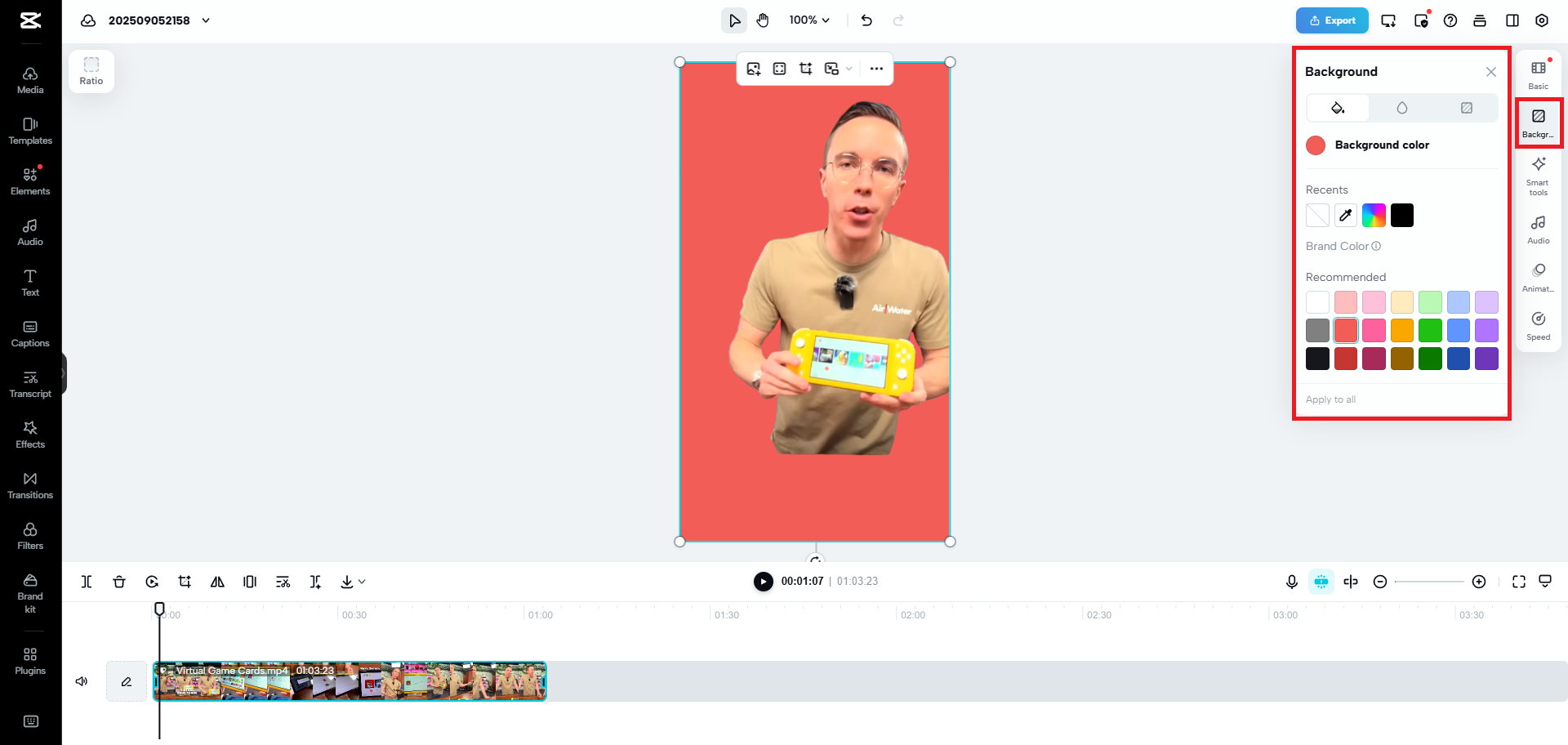 Select a solid colored background
