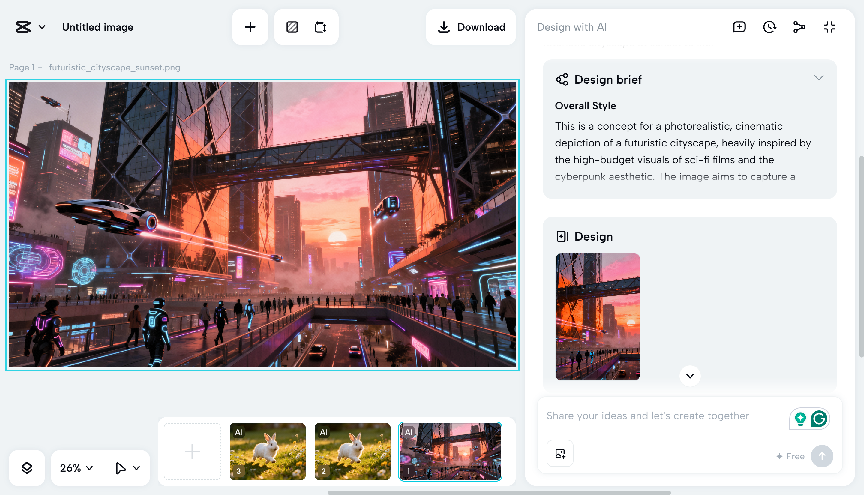 Editing interface of the CapCut web - the best tool to generate images instantly