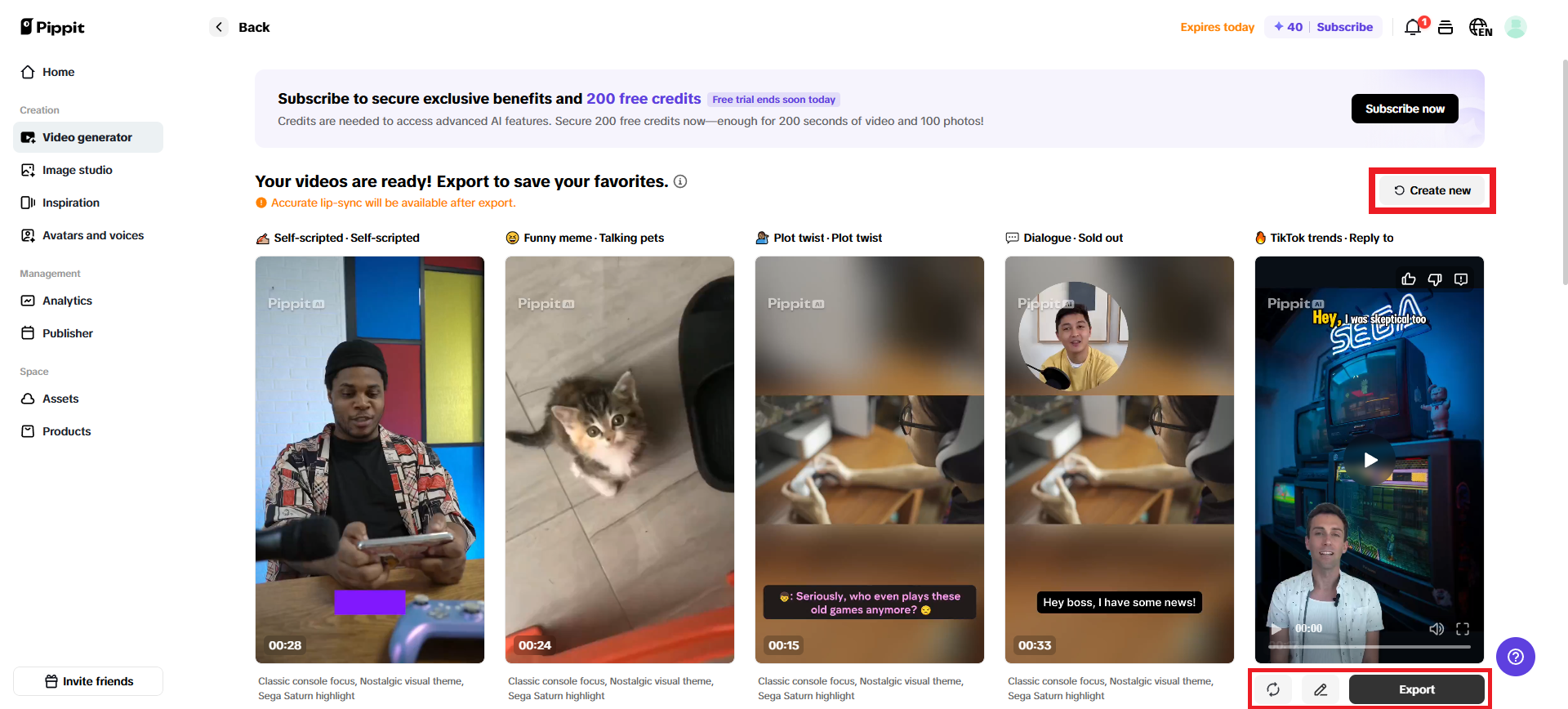 Select your preferred video