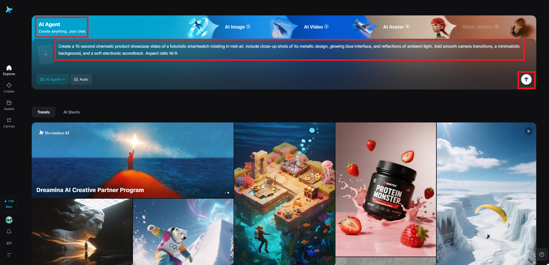 Describe your video idea in Dreamina's AI Agent