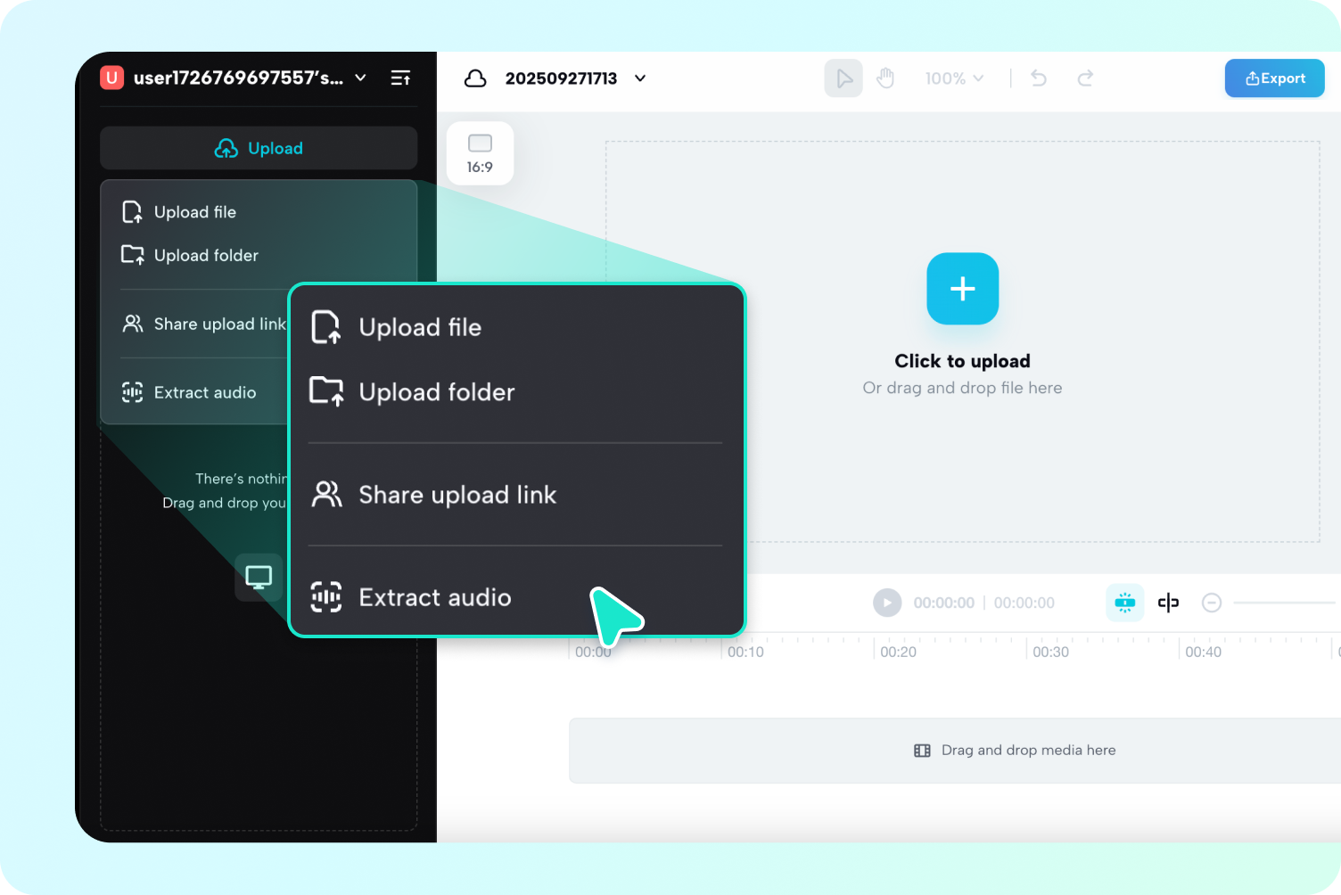 การคัดลอกเสียงเรียกเข้าจากวิดีโอใน Pippit