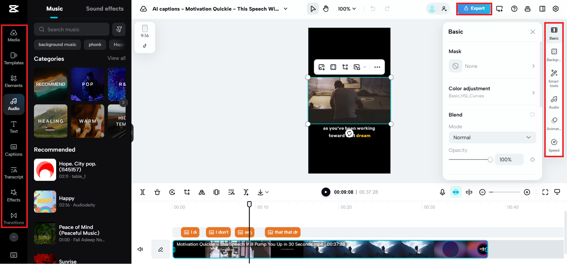 Export or enhance your video further