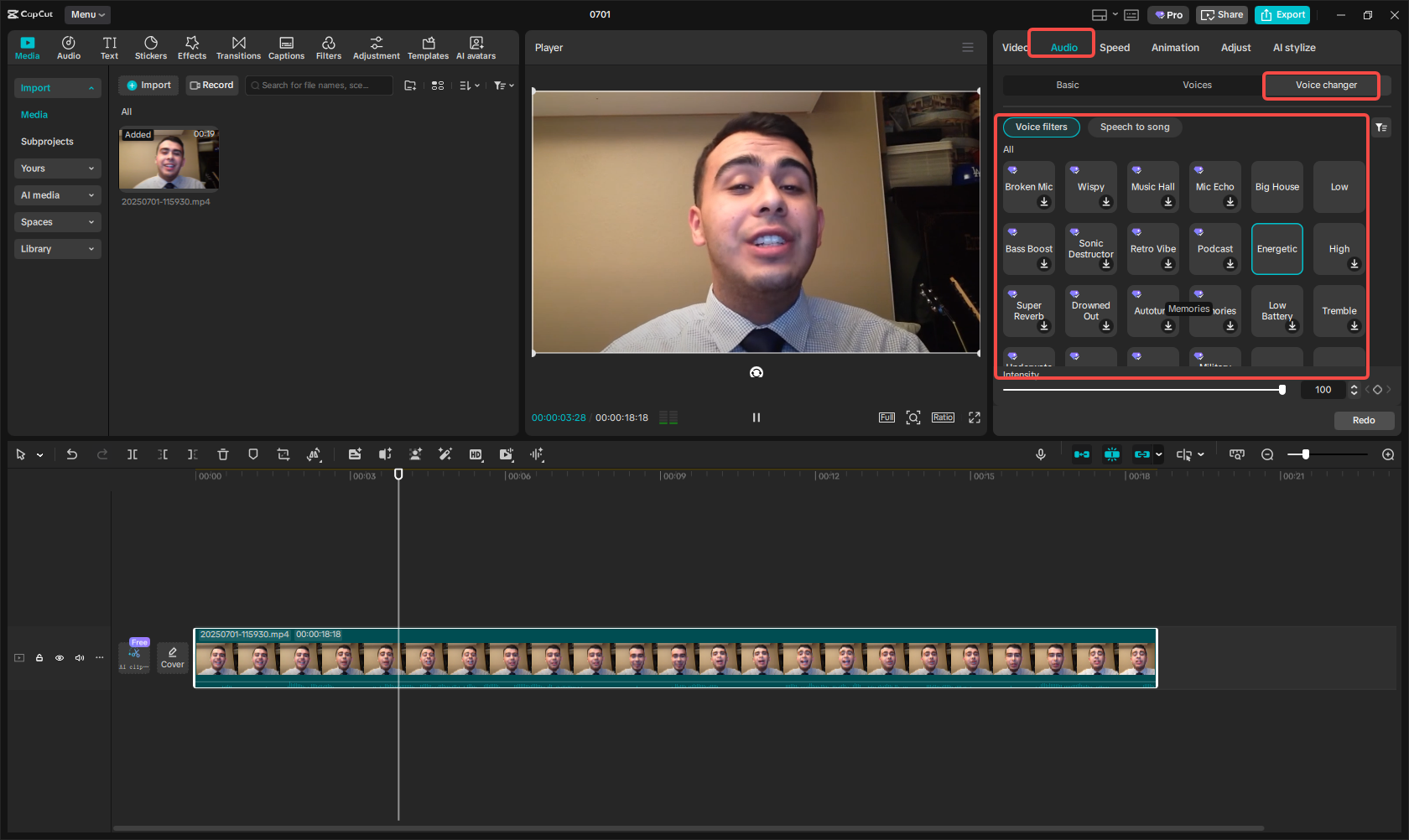 Change voice in CapCut
