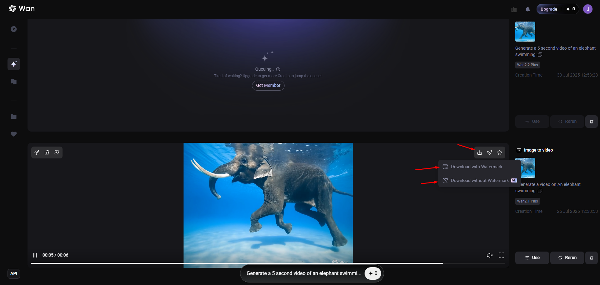 Baixe o vídeo gerado
