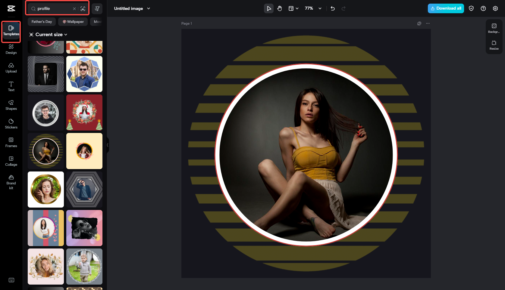 Select a profile picture template