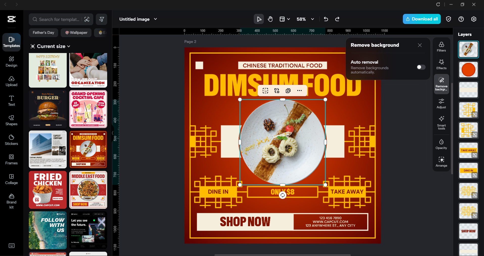 Interface of the CapCut desktop video editor - the best way to make perfect sized Instagram posts
