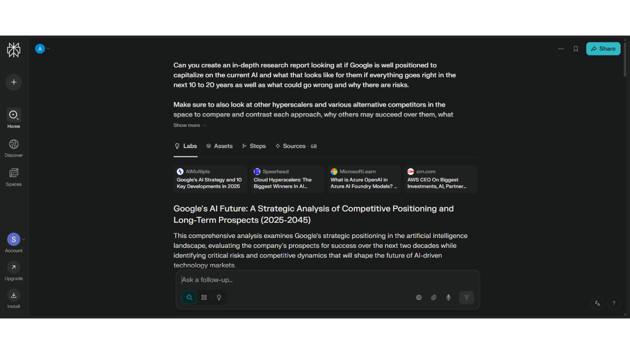 Berichterstellung von Perplexity AI Labs