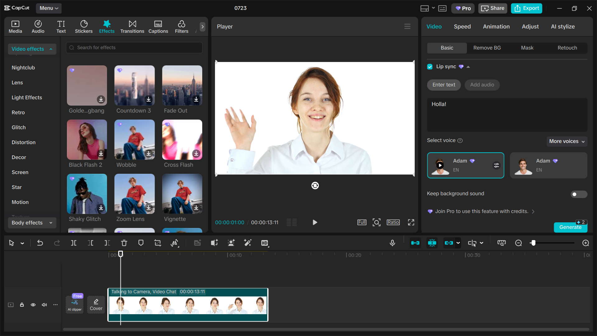 Interface of the CapCut desktop video editor - the best tool for AI lip syncing