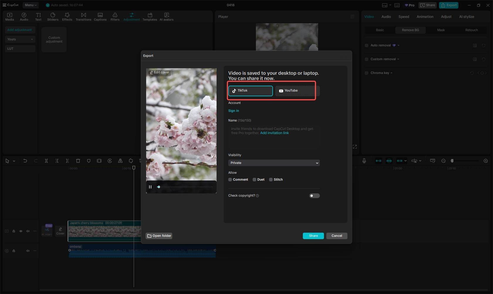 CapCut's integration with video platforms